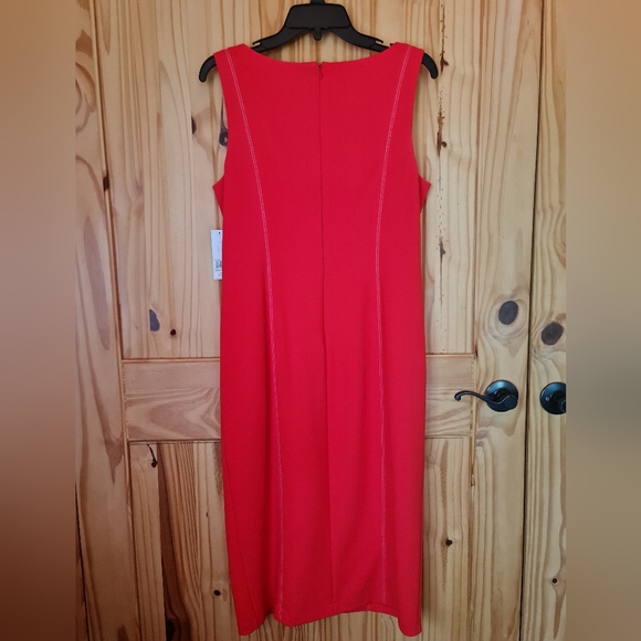 Donna Morgan V Neck Contrast Zipper Stitching BodyCon Sleeveless Lined NWT 14 - Picture 5 of 7